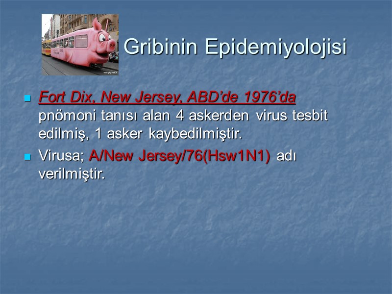 Gribinin Epidemiyolojisi Fort Dix, New Jersey, ABD’de 1976’da pnömoni tanısı alan 4 askerden virus
